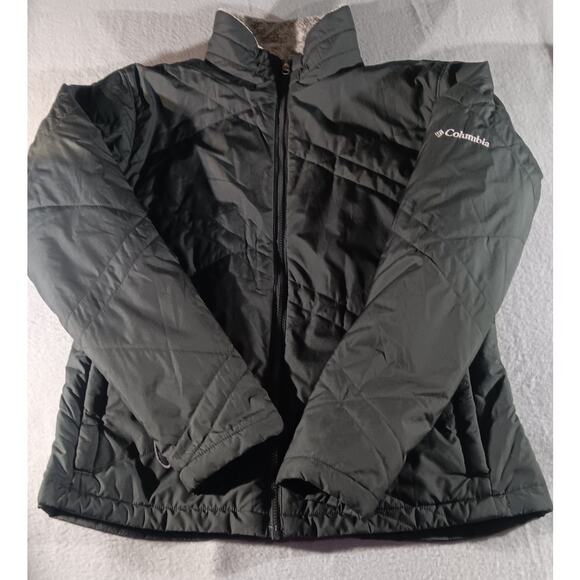 Columbia Interchange Jacket Women’s L Black Quilted Fleece Lined Winter Coat - Picture 1 of 8